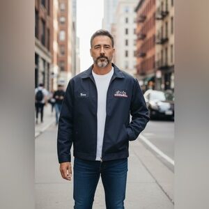 Cintas Navy Blue Men’s Size XL Zip-Up Work Utility Durable Jacket Pockets Casual